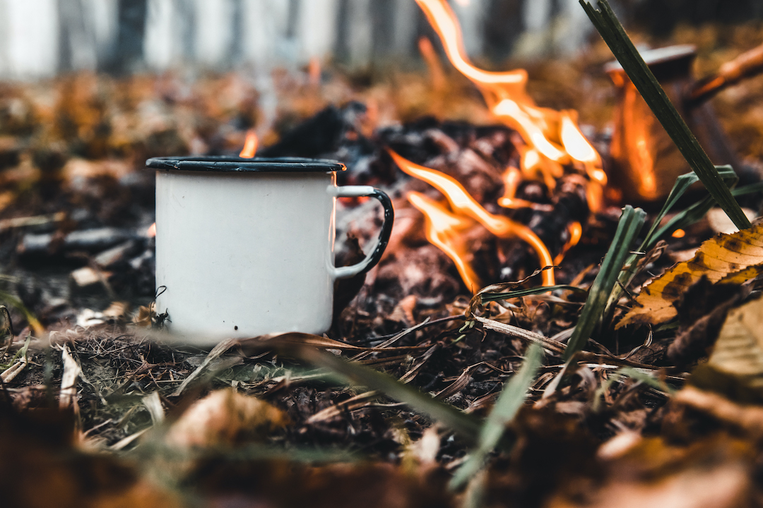 kop kaffe natur bål
